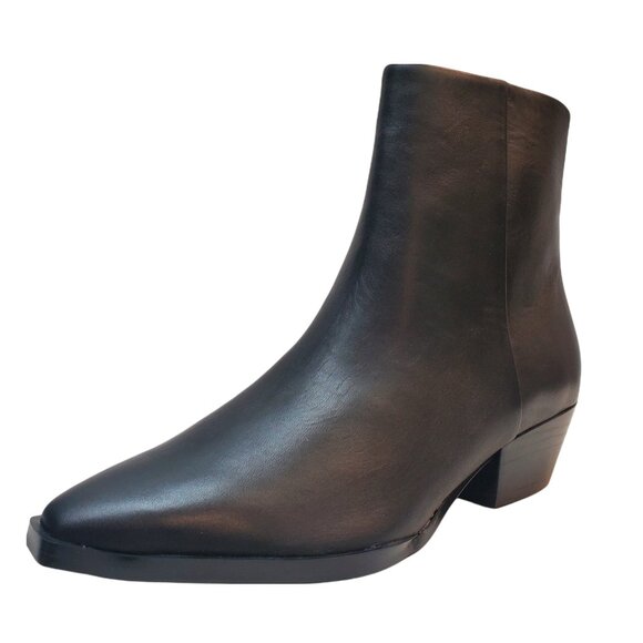 Marc Fisher Women's Zubin Snip Toe Leather Booties Black 5.5M - Picture 1 of 8